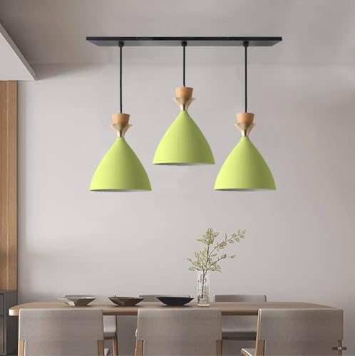 Image of GreyWings Triple Dome Moss Green Aluminium Hanging Pendant Light, Modern Antique Ceiling Lamp, Adjustable Drop,Bulb is not Included,3 Light Linear Set