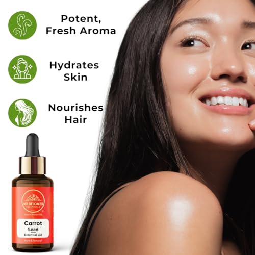 Image of Carrot Seed Essential Oil | Hair Growth Oil | Massage Oil | Body Oil for Glowing Skin | No added Fragrance, Lightweight & Easy Absorable - 15 Ml