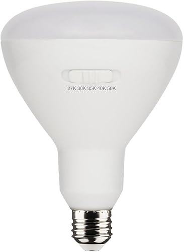 Satco Accesorio - Lámpara de repuesto de base media LED seleccionable BR40 CCT de 13 W (paquete de 4) - 6.37 pulgadas de largo y 4.74 pulgadas de