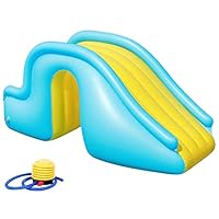 Masyrt Aufblasbare Wasserrutsche mit Luftpumpe, Swimmingpool-Folie Wasserspielzeug, Außenblattabluting für (Himmelblau)