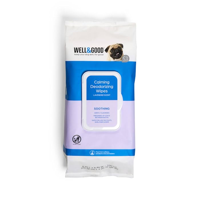 Well & Good by Petco Lavender Calming Deodorizing Dog Wipes Count of 100