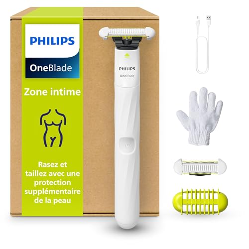 Philips OneBlade Intimate, rasage intime, tailler et raser avec protection cutanée supplémentaire, Rasage proche et confortable - pas complètement nu,...