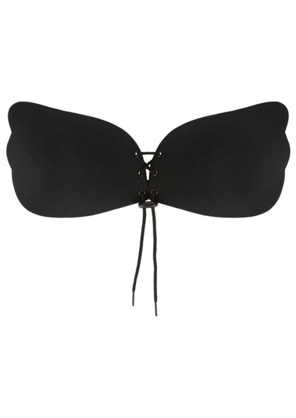 Ann Summers Women's Black Lace-Up Stick On Bra, Push Up Adhesive Bra Solution, Invisible Strapless Bra, Sticky Push Up Bra With Lace Fastening