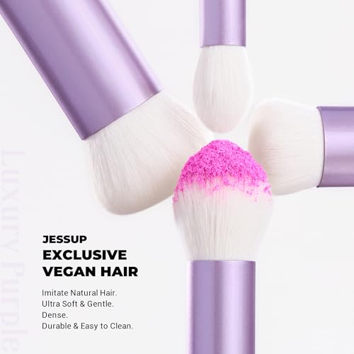 Jessup Makeup Brushes Set 4pcs Face Kabuki Brush for Foundation Contour Powder Blush Bronzer and Highlighter, Premium Synthetic Fiber Cruelty-Free, Luxury Purple T517 - Image 6