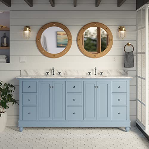 Kitchen Bath Collection Bella 72-inch Double Bathroom Vanity (Carrara/Powder Blue):