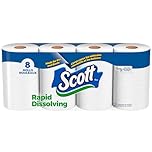 Scott Rapid-Dissolving Toilet Paper, 8 Double Rolls, Sustainable, Septic-Safe, RV Toilet Paper