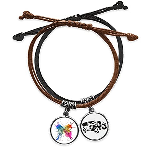 Bracelet papillon style peinture à l'encre en cuir le cadeau poétique idéal