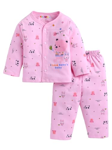 Image of Kuchipoo 100% Cotton Front Open T-Shirts and Pajamas Set for Baby Boy and Baby Girl-Pack of 3