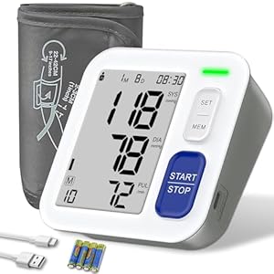 Blood Pressure Monitor, Upper Arm Blood Pressure Cuff with 9″-17″ Large Cuff, 4″ Screen Automatic Digital BP Machine, 2 x 90 Memories, Blood Pressure Machine for Home Use