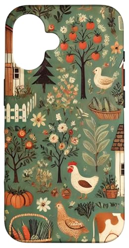 Farmhouse Homestead Farm Animals Chickens Cows & Garden Case for iPhone 16