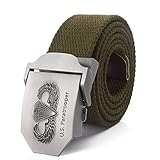 WDYDDW Nylon Gürtel，Männer Frauen Militär Leinwand Gürtel Amerikanische Fallschirmjäger Metall Schnalle Jeans Gürtel Militär Fan Taktischen Gürtel Großen Gürtel, 90 cm
