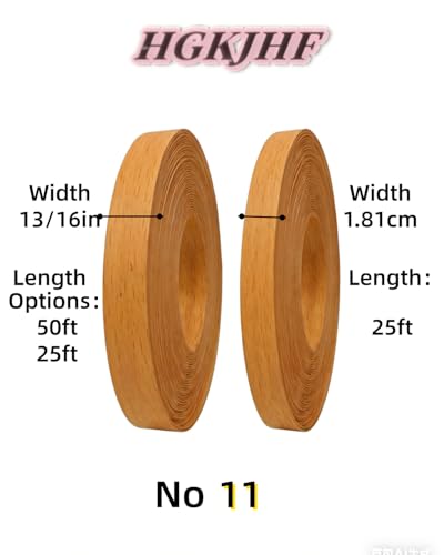 Image of HGKJHFmelamine Edging Tape. 13 /16in*50ft,pre Coated with hot melt Adhesive Flexible Veneer Edge Edging, Used for Cabinet and Furniture Maintenance (No11-Yellow Beech Wood Color, 13 /16in*50ft)