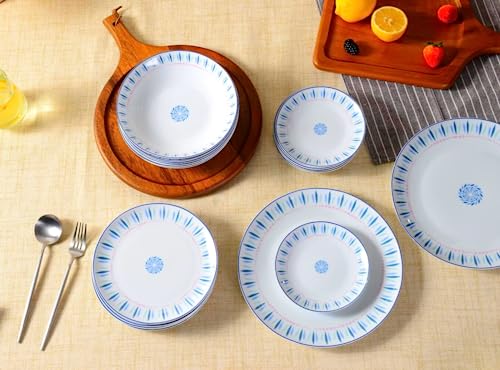Braque Ceramic Dinner Plates Set Of 6, 10.5 Inch Dish Set - Microwave, Oven, And Dishwasher Safe, Scratch Resistant, Modern Rustic Dinnerware - Kitchen Porcelain Serving Dishes - Blue Sunflower #TOP5