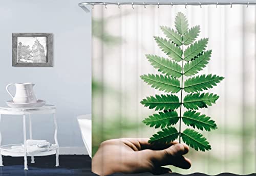 Rideau de douche anti-projections vert feuille 180x200 en polyester - 2