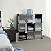 SONGMICS Cube Storage Organizer, 9-Cube DIY Plastic Closet Cabinet, Modular Bookcase, Storage Shelving with Doors for Bedroom, Living Room, Office, 36.6 x 12.2 x 36.6 Inches, Black ULPC33HV1