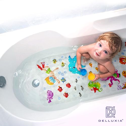 Alfombrilla de baño para niños con ventosas anticaídas y gancho de secado 3