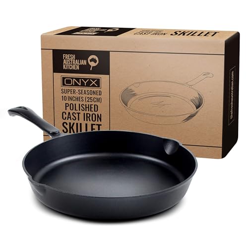 GARUET Cast Iron Skillets Nonstick - Pre Seasoned Frying Pan Cookware Pan for Cooking (Polished, 25 cm)