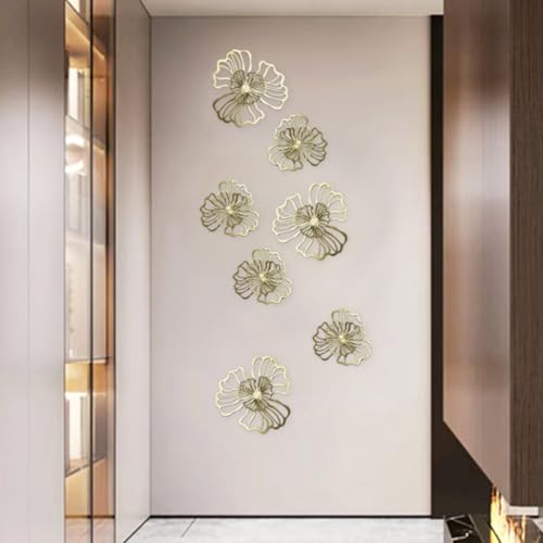 Décoration Murale en Métal OFFIGAM : 5 Fleurs Double Couche pour Salon - 5