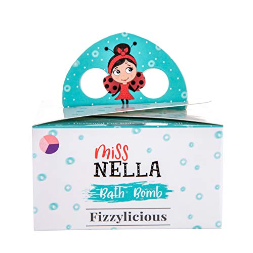 Miss Nella FIZZYLICIOUS, 3 Bath Fizzers pack for kids- Hypoallergenic & Fragrance Free, Safe & Fun. 3 colourful bath bombs- Pink A Boo- Pink, Little Poppet- Purple, Bubble Gum- Lilac Cover