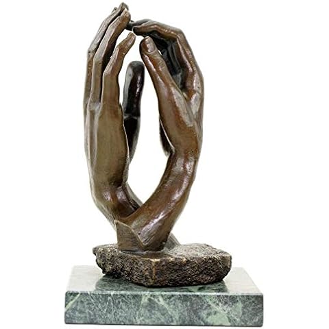Kunst & Ambiente - The Cathedral (1908) - Bronze Sculpture by Auguste Rodin - Hands - Modern Art Statue - Musée Rodin Paris - 100% Bronze - Love Figure - Couple Figurine - Height 29 cm - Marble Base Cover