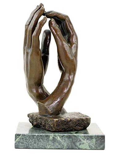 Kunst & Ambiente - The Cathedral (1908) - Bronze Sculpture By Auguste Rodin - Hands - Modern Art Statue - Musée Rodin Paris - 100% Bronze - Love Figure - Couple Figurine - Height 29 Cm - Marble Base #TOP30