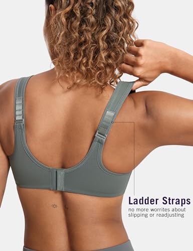 Image of SYROKAN Women's Max Control Underwire Sports Bra High Impact Plus Size with Adjustable Straps Unlined Bra