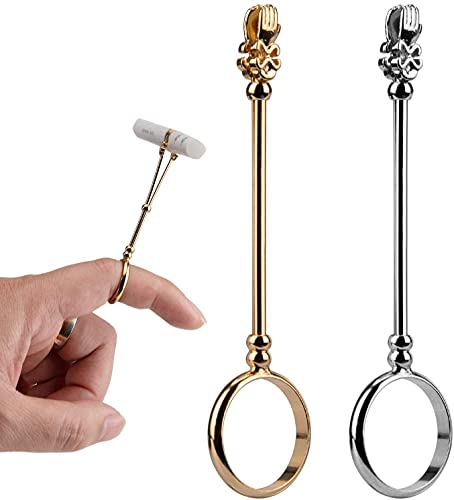 GYYJW Anillo de 2 piezas para mujer protege elegantemente tus dedos. Anillos de ahumador para hombres y mujeres, oro y plata, M 17 mm, 1,7 cm (oro+plata)