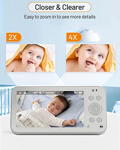 Oitez Baby Monitor With Camera And Audio, Baby Monitor Camera 1080P With Large 5.5" Display, Night Vision, 2 Way Audio, Remote Pan-Tilt Camera, Room Temperature, 1000 Ft Range #TOP3