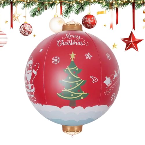 Inflatable Christmas Ornaments - Giant Outdoor Decoration, Large PVC Ball Holiday Display Set | Weather Resistant Festive Sphere For Porch Door Window Tree Garden Lawn Yard Balcony Celebra