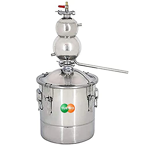 YUEWO New 18.5Gal/70L Still with Gourd Shape Condenser Ethanol Vodka Copper Still Water Alcohol Distiller Home Brewing Kit for Home Countertop