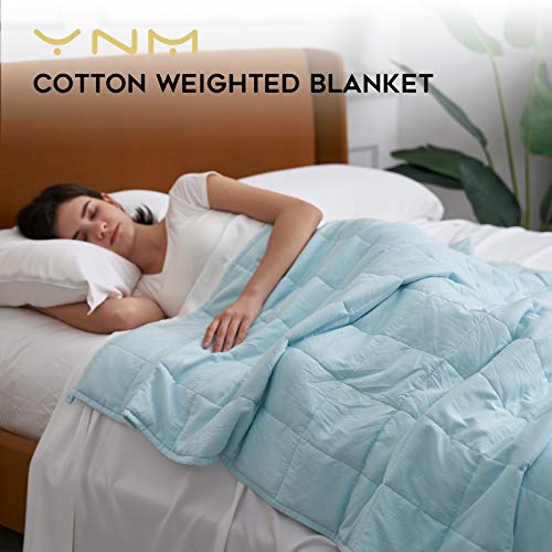YnM Weighted Blanket,Heavy 100 Percent Oeko-Tex Certified Cotton Material(Light Blue, 80''x87'' 30lbs), Two Persons(140~240lb) Sharing Use on Queen/King Bed | A Duvet Included