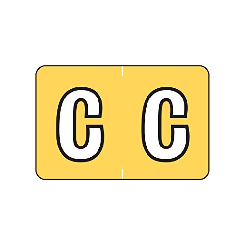 AMZfiling Alphabetic Color Coded Labels- Letter C, Yellow, Barkley ABKM and Sycom Compatible (Polylaminated, 500/Roll)
