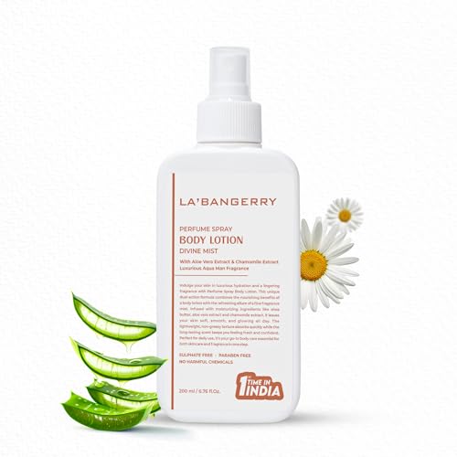 Image of LA'BANGERRY Divine Mist Perfume Spray Body Lotion with Aloe Vera And Chamomile Extract - 200 ml