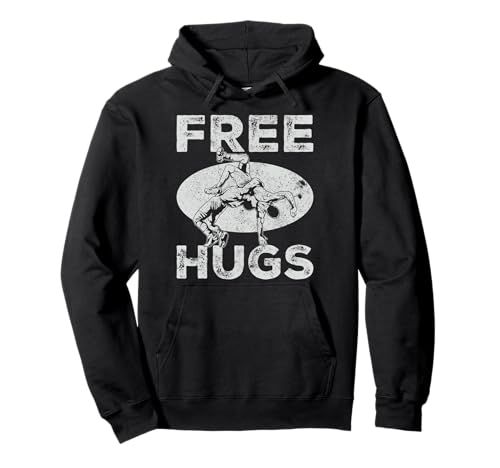 Retro Vintage Wrestling Funny Free Hugs Wrestling Sudadera con Capucha