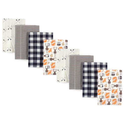 Image of Hudson Baby Cotton Poly Flannel Burp Cloths Multipack, Forest 8-Pack, One Size