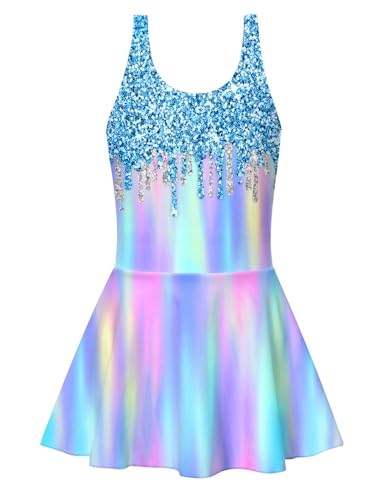 Image of Yousie Girls Swimsuit One Piece Tropical Kids Bathing Suit Swimwear Adjustable Swim Dress 5-9 Years