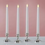 LampLust Taper Candles Battery Operated, 10 Inch, 4 Pack, White Wax, Flickering Flameless Candles, Timer Remote & Batteries Included, Easter Centerpieces for Tables, Wedding Decorations