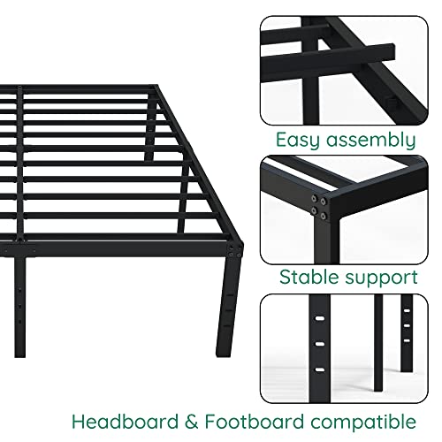 Diaoutro 18 Inch Full Size Bed Frame Heavy Duty Metal Platform No Box Spring Needed, Maximum Storage, Easy Assembly, Noise Free, Black #TOP3