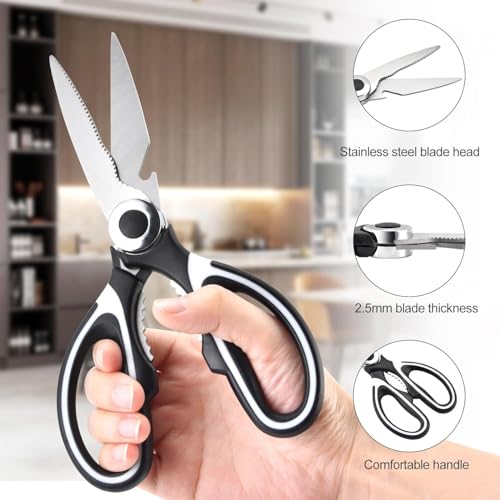 Image of ZISTA Multi Purpose Made In Japan Kitchen Scissors, food scissors,Premium Stainless Steel Solid Kitchen Shears for Meat, Seafood, Chicken, Vegetables, Herbs, BBQ, Bottle Opener