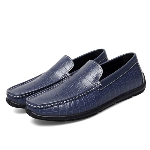 Classic Slip-on Mens Loafers Round Toe PU Leather Plaid Comfortable Anti-Slip Flexible Wedding Driving4