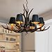 Produktbild Vintage Pendelleuchte Esstischlamp American Ländliche Kronleuchter E14 Resin Geweihe Hängeleuchte Schwarzer Lampenschirm Hängelampe Retro Leuchte Bar Wohnzimmer Cafe Esszimmer Deckenlampe ,6 heads