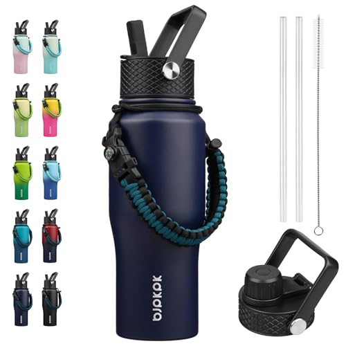 Image of BJPKPK 23oz Insulated Water Bottle with Straw Lid, Stainless Steel Bottle