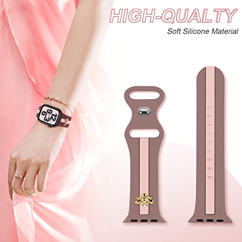 Image of 3 Pack Designer Sport Bands Compatible With Apple Watch Band 38mm 40mm 41mm 42mm 44mm 45mm 46mm 49mm Women Girls,Soft Silicone Sport Strap for iWatch Series 10 9 8 7 6 Ultra SE 5 4 3 2 1