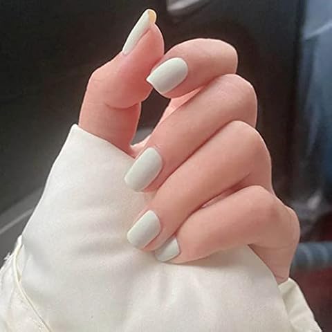 Handcess Quadratische, matte Kunstnägel, weiße künstliche Nägel Cover