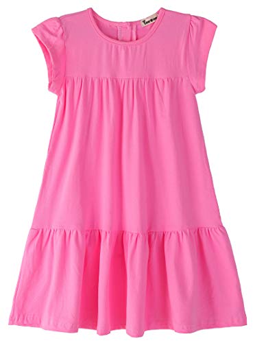 Image of Youwon Girls Dress Short Sleeve Solid Color Tunic A-Line Tiered Swing Dress 2-6 7-16