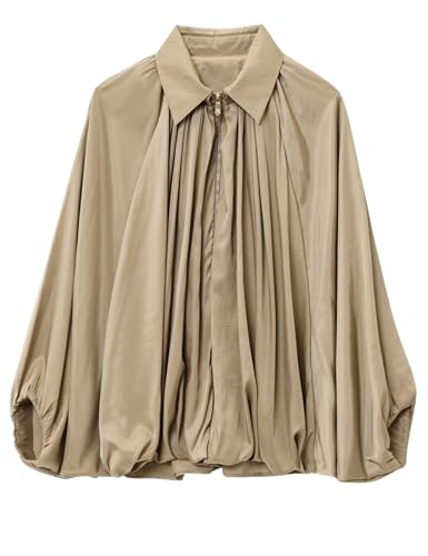 Lumister Womens Oversized Puffed Bomber Jacket Lightweight Trendy Streetwear Coat with Zip Casual Outfits - Main Image