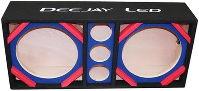 D12T3BLUE 12-inch Dual Empty Chuchera Speaker Enclosure, Woofer Box with Three Tweeter Mounts, Ported Chambers, 8-Conductor Socket, Heavy-Duty Carpeted Subwoofer Box for Custom Car Audio