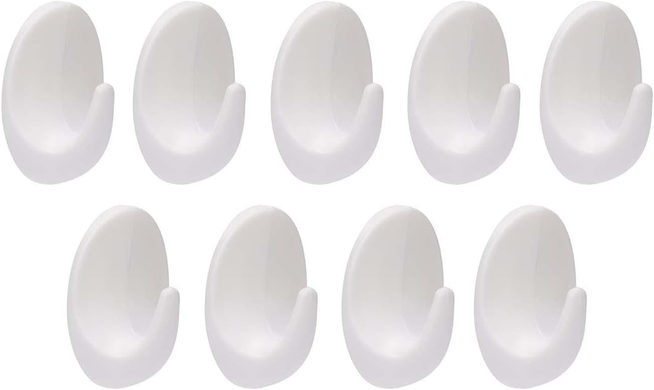 CXMRONGTAI 9 Pcs Wall Hooks Stick On Hook Heavy Duty Wall Hook White Self Adhesive Hooks for Bathroom Kitchen Hanging Coat Cloth Towel Robe