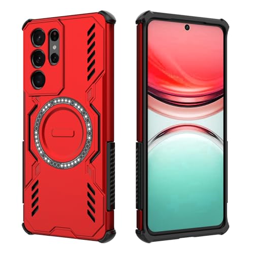Coque Samsung S21 Ultra 5G antichoc rigide rouge avec support charge sans fil - 2