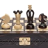 Filzinterieur: In mit Filz ausgekleideten Fächern werden die Schachfiguren im Inneren des Bretts aufbewahrt; Das Set beinhaltet dekorative Metallverschlüsse, die das Brett nach dem Spiel sicher verschlossen halten.